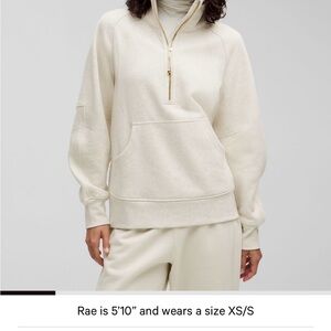 Lululemon Scuba oversized Funnel Neck Half Zip Long in Heathered Bone M/L